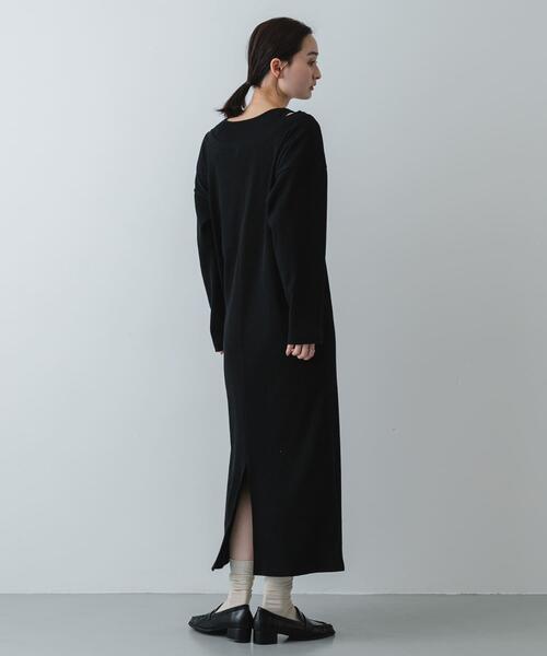 SENSE OF PLACE by URBAN RESEARCH（センスオブプレイスバイアーバンリサーチ）の「レイヤードネックリブワンピース（ワンピース・レディース・オートミール/ブラック/チャコールグレー・S/ONE）」の7枚目の写真