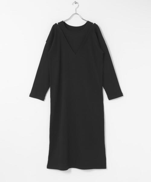 SENSE OF PLACE by URBAN RESEARCH（センスオブプレイスバイアーバンリサーチ）の「レイヤードネックリブワンピース（ワンピース・レディース・オートミール/ブラック/チャコールグレー・S/ONE）」の8枚目の写真