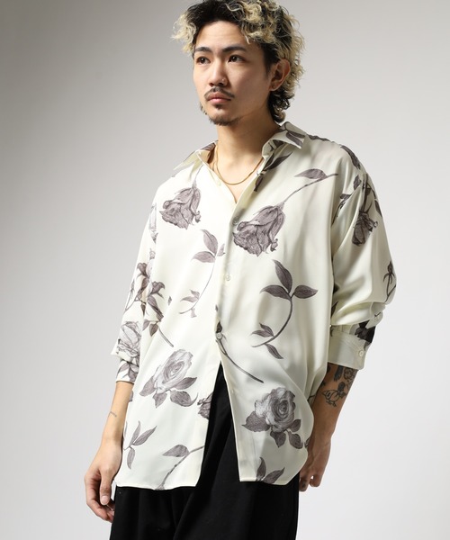 MMMM(エムエムエムエム)の「MMMM/ ローズプリント総柄シャツ/レギュラーカラー(シャツ/ブラウス・メンズ・ブラック/ホワイト・M/L)」の13枚目の写真