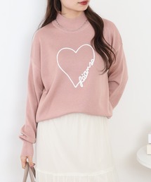 EGLANTINE ハイネックハート刺繍ニット