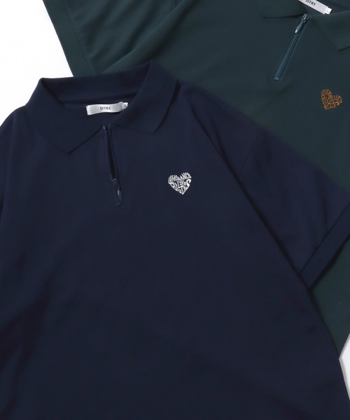 SITRY（シトリー）の「SITRY Heart Embroidery Half Zip Polo Shirt/別注 オーバーサイズ ハートロゴ ワンポイントラメ刺繍 ハーフジップ 半袖ポロシャツ レディース メンズ（ポロシャツ・レディース・チャコール/ネイビー/グリーン系その他/ブルー系その他/ホワイト/ブラウン/グリーン/ホワイト系その他/レッド系その他/ブラック/ワイン/グレー系その他/ブラウン系その他/ブラック系その他・M/L/XL）」の11枚目の写真
