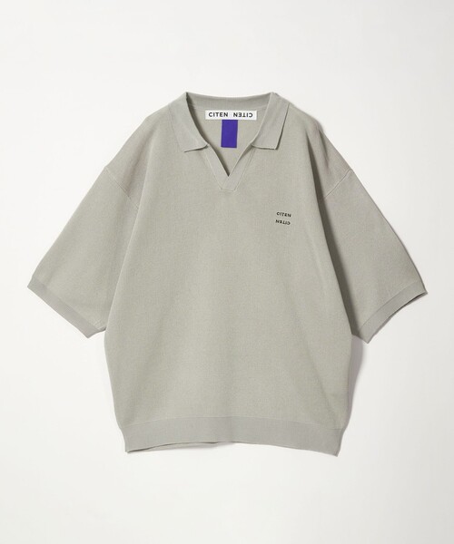 CITEN（シテン）の「＜CITEN＞ペーパーライクニットスキッパーポロシャツ（ポロシャツ・メンズ・ブラック/ライトグレー・L/M）」の2枚目の写真
