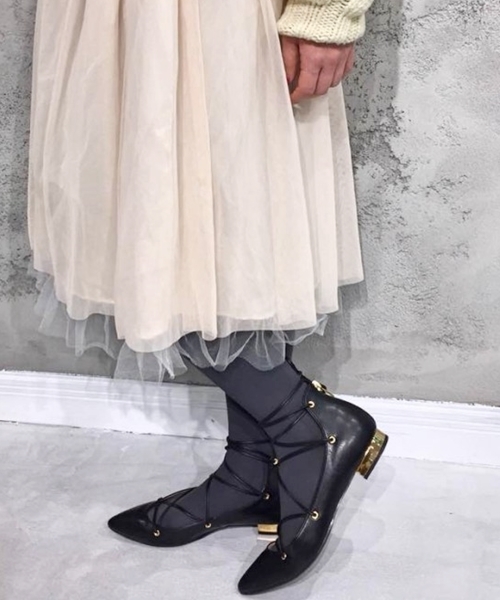 LE TALON（ルタロン）の「【Oggi 5月号掲載】GRISE ポインテッドレースアップフラット◆（その他シューズ・レディース・ブラック/ホワイト/キャメル/レッド・36/38/36.5/37.5/37/35.5）」の18枚目の写真