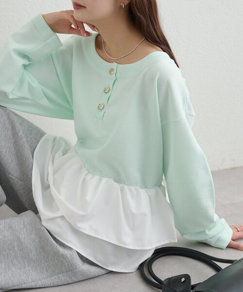 mystic(ミスティック)の「ペプラムヘンリーニット(ニット/セーター・レディース・グレー/ブラック/ミント/アイボリー・FREE)」の4枚目の写真