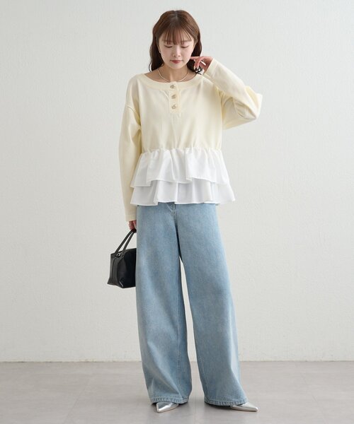 mystic(ミスティック)の「ペプラムヘンリーニット(ニット/セーター・レディース・グレー/ブラック/ミント/アイボリー・FREE)」の14枚目の写真