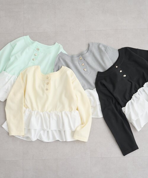 mystic(ミスティック)の「ペプラムヘンリーニット(ニット/セーター・レディース・グレー/ブラック/ミント/アイボリー・FREE)」の21枚目の写真