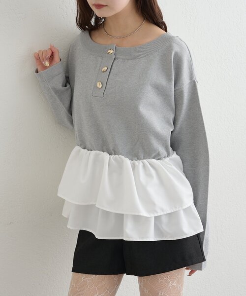 mystic(ミスティック)の「ペプラムヘンリーニット(ニット/セーター・レディース・グレー/ブラック/ミント/アイボリー・FREE)」の20枚目の写真