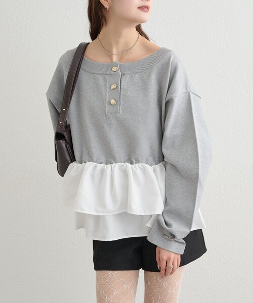 mystic(ミスティック)の「ペプラムヘンリーニット(ニット/セーター・レディース・グレー/ブラック/ミント/アイボリー・FREE)」の10枚目の写真