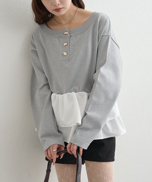 mystic(ミスティック)の「ペプラムヘンリーニット(ニット/セーター・レディース・グレー/ブラック/ミント/アイボリー・FREE)」の19枚目の写真