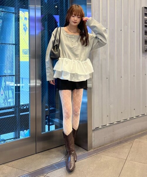 mystic(ミスティック)の「ペプラムヘンリーニット(ニット/セーター・レディース・グレー/ブラック/ミント/アイボリー・FREE)」の18枚目の写真