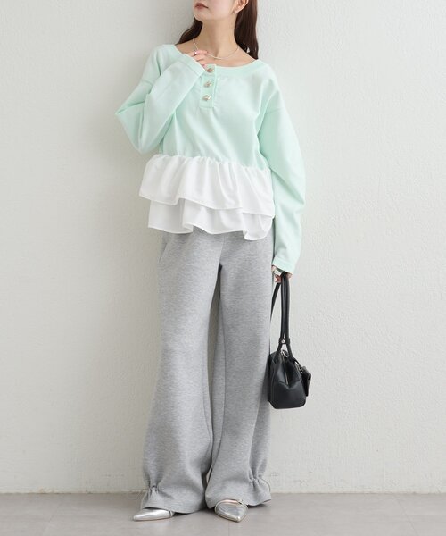 mystic(ミスティック)の「ペプラムヘンリーニット(ニット/セーター・レディース・グレー/ブラック/ミント/アイボリー・FREE)」の9枚目の写真