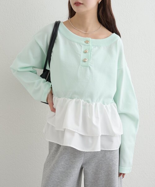 mystic(ミスティック)の「ペプラムヘンリーニット(ニット/セーター・レディース・グレー/ブラック/ミント/アイボリー・FREE)」の17枚目の写真