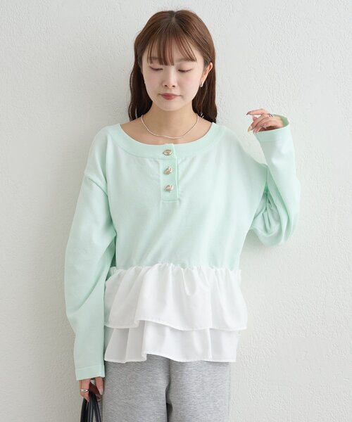 mystic(ミスティック)の「ペプラムヘンリーニット(ニット/セーター・レディース・グレー/ブラック/ミント/アイボリー・FREE)」の16枚目の写真