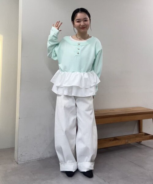 mystic(ミスティック)の「ペプラムヘンリーニット(ニット/セーター・レディース・グレー/ブラック/ミント/アイボリー・FREE)」の7枚目の写真