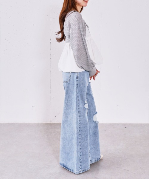 archives(アルシーヴ)の「ダメージレースフレアデニム(デニムパンツ・レディース・グレー/ブルー・SMALL/MEDIUM)」の15枚目の写真