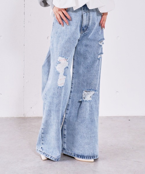 archives(アルシーヴ)の「ダメージレースフレアデニム(デニムパンツ・レディース・グレー/ブルー・SMALL/MEDIUM)」の9枚目の写真