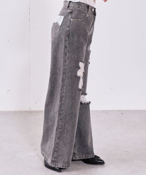 archives(アルシーヴ)の「ダメージレースフレアデニム(デニムパンツ・レディース・グレー/ブルー・SMALL/MEDIUM)」の19枚目の写真