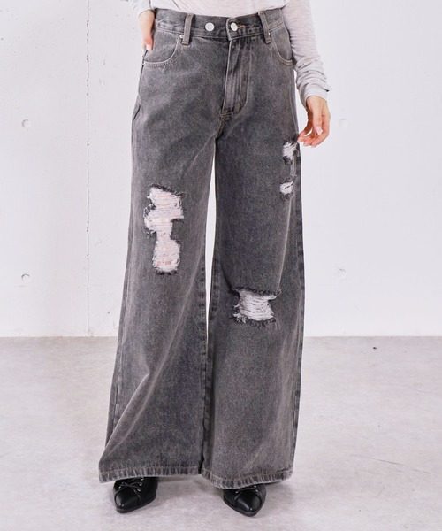 archives(アルシーヴ)の「ダメージレースフレアデニム(デニムパンツ・レディース・グレー/ブルー・SMALL/MEDIUM)」の18枚目の写真