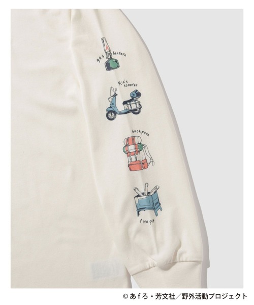 Mac-House（マックハウス）の「ゆるキャン△袖プリントロングスリーブＴシャツ（Tシャツ/カットソー・メンズ・ホワイト・M/L/XL）」の6枚目の写真