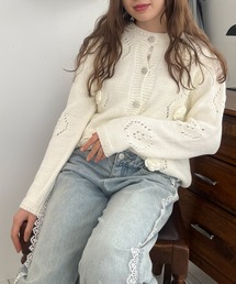 MORE self LOVE（モアセルフラブ）の「ビジューボタンフラワーカーディガン（カーディガン/ボレロ）」