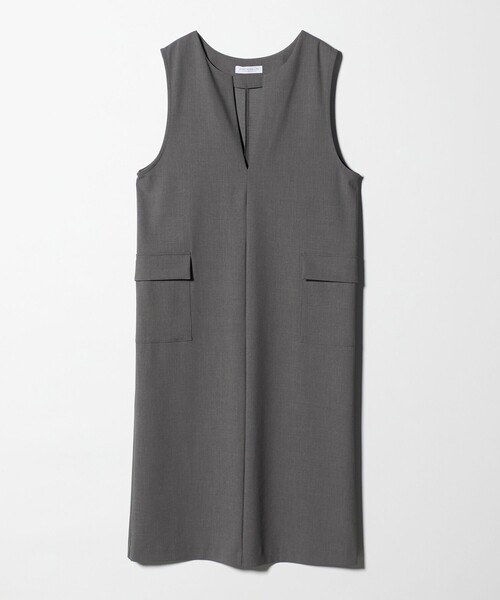 A DAY IN THE LIFE UNITED ARROWS(アデイインザライフユナイテッドアローズ)の「キーネック ジャンパースカート <A DAY IN THE LIFE>(ジャンパースカート・レディース・ナチュラル/グレー系/ネイビー・FREE)」の1枚目の写真