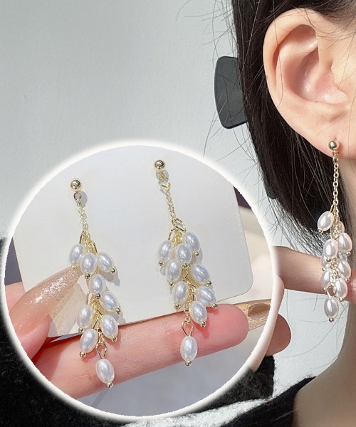 shoppinggo(ショッピングゴー)の「パールピアス 揺れる 結婚式 おしゃれ オフィス イヤリング シンプル(ピアス(両耳用)・レディース・ゴールド・FREE)」の2枚目の写真