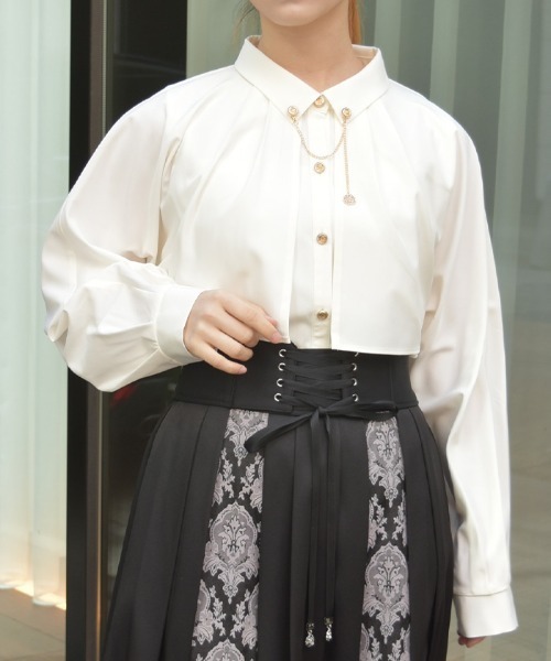 axes femme(アクシーズファム)の「チェーン付オーバーブラウス(シャツ/ブラウス・レディース・ホワイト/ミント/ブラック・FREE)」の1枚目の写真