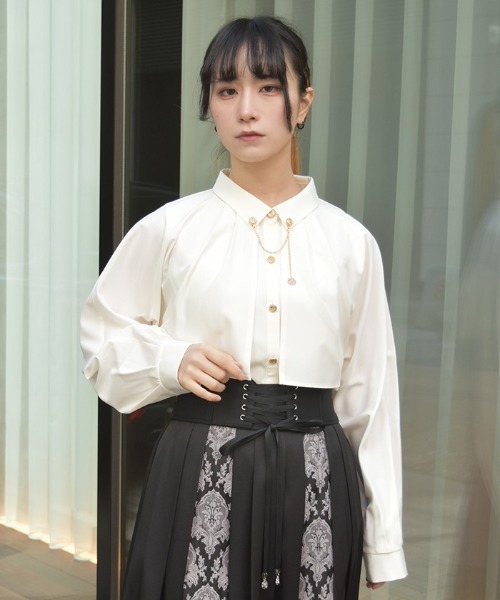 axes femme(アクシーズファム)の「チェーン付オーバーブラウス(シャツ/ブラウス・レディース・ホワイト/ミント/ブラック・FREE)」の8枚目の写真