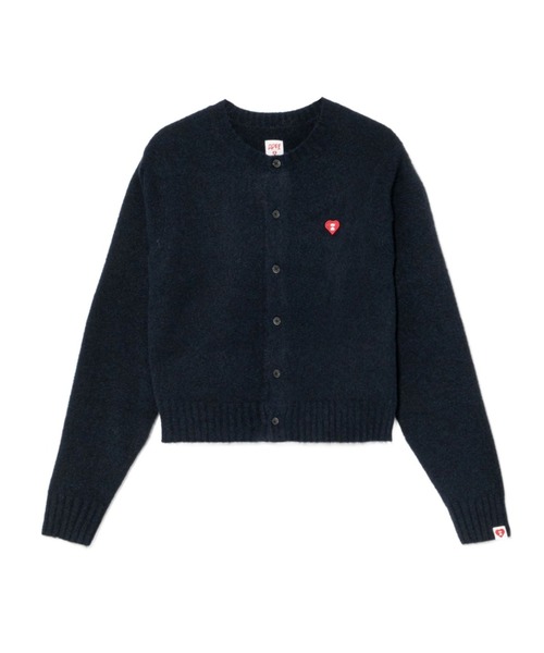 A BATHING APE（アベイシングエイプ）の「HEART BADGE CARDIGAN #2（ニット/セーター・レディース・ネイビー/グレー・SMALL/X-SMALL）」の2枚目の写真