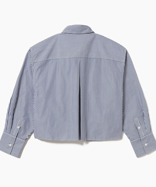 LACOSTE(ラコステ)の「ダブルポケット クロップド丈 ストライプシャツ(シャツ/ブラウス・レディース・セージグリーン/ネイビー・40/36/34/38)」の7枚目の写真