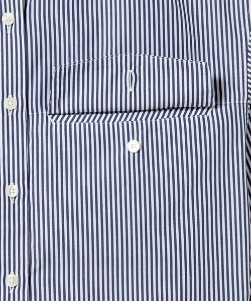 LACOSTE(ラコステ)の「ダブルポケット クロップド丈 ストライプシャツ(シャツ/ブラウス・レディース・セージグリーン/ネイビー・40/36/34/38)」の10枚目の写真