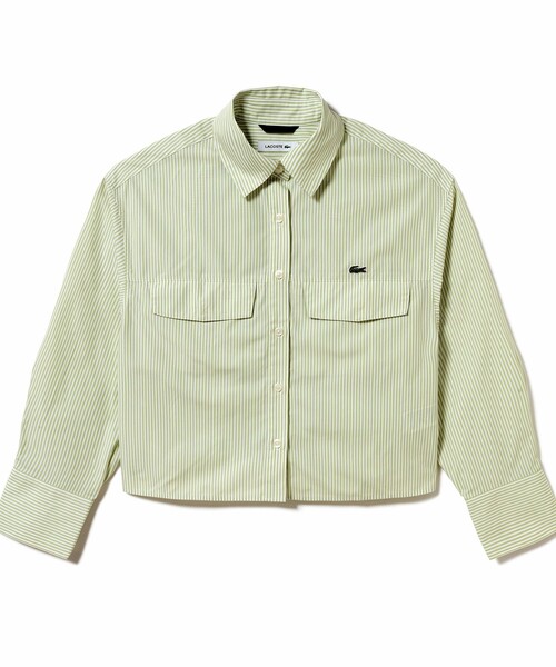 LACOSTE(ラコステ)の「ダブルポケット クロップド丈 ストライプシャツ(シャツ/ブラウス・レディース・セージグリーン/ネイビー・40/36/34/38)」の16枚目の写真