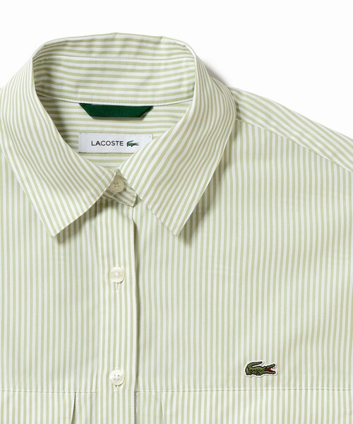 LACOSTE(ラコステ)の「ダブルポケット クロップド丈 ストライプシャツ(シャツ/ブラウス・レディース・セージグリーン/ネイビー・40/36/34/38)」の20枚目の写真