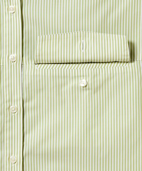LACOSTE(ラコステ)の「ダブルポケット クロップド丈 ストライプシャツ(シャツ/ブラウス・レディース・セージグリーン/ネイビー・40/36/34/38)」の22枚目の写真