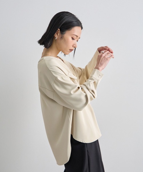 Futier land（フューティアランド）の「【シワになりにくい】両ポケットブラウス（シャツ/ブラウス・レディース・ブラウン/ライトベージュ/ライトカーキ・FREE）」の12枚目の写真