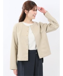 m.f.editorial（エムエフエディトリアル）の「【ハンドウォッシャブル 合成皮革】タカキュー レディース ノーカラーブルゾン（ノーカラージャケット）」