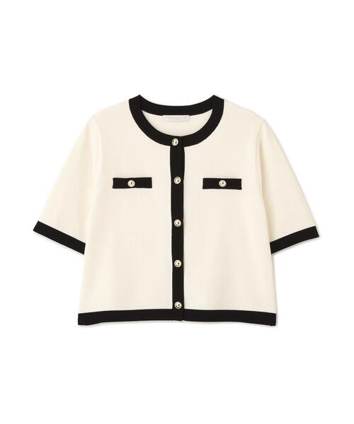 PROPORTION BODY DRESSING（プロポーションボディドレッシング）の「ハーフスリーブバイカラーニットカーディガン / 1216174306（カーディガン/ボレロ・レディース・ネイビー/ベージュ/ホワイト系その他・MEDIUM/SMALL）」の4枚目の写真