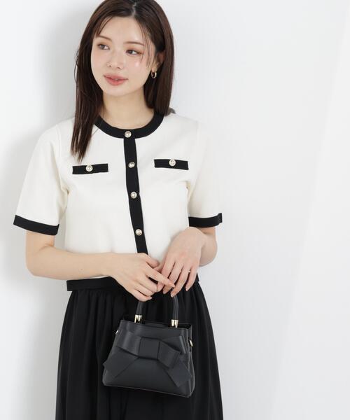PROPORTION BODY DRESSING（プロポーションボディドレッシング）の「ハーフスリーブバイカラーニットカーディガン / 1216174306（カーディガン/ボレロ・レディース・ネイビー/ベージュ/ホワイト系その他・MEDIUM/SMALL）」の9枚目の写真