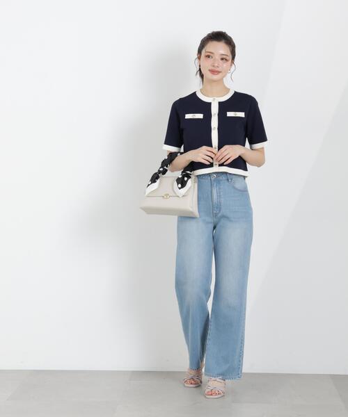PROPORTION BODY DRESSING(プロポーションボディドレッシング)の「ハーフスリーブバイカラーニットカーディガン / 1216174306(カーディガン/ボレロ・レディース・ネイビー/ベージュ/ホワイト系その他・MEDIUM/SMALL)」の5枚目の写真