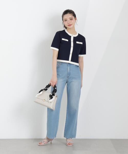 PROPORTION BODY DRESSING(プロポーションボディドレッシング)の「ハーフスリーブバイカラーニットカーディガン / 1216174306(カーディガン/ボレロ・レディース・ネイビー/ベージュ/ホワイト系その他・MEDIUM/SMALL)」の8枚目の写真