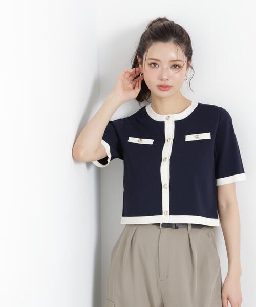 PROPORTION BODY DRESSING(プロポーションボディドレッシング)の「ハーフスリーブバイカラーニットカーディガン / 1216174306(カーディガン/ボレロ・レディース・ネイビー/ベージュ/ホワイト系その他・MEDIUM/SMALL)」の10枚目の写真