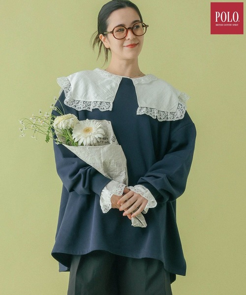 RAGEBLUE（レイジブルー）の「＜POLO BCS/ポロ・ビーシーエス＞別注/裏毛スウェットBIGチュニック（スウェット・レディース・グレー/ネイビー/レッド/ホワイト・FREE）」の3枚目の写真