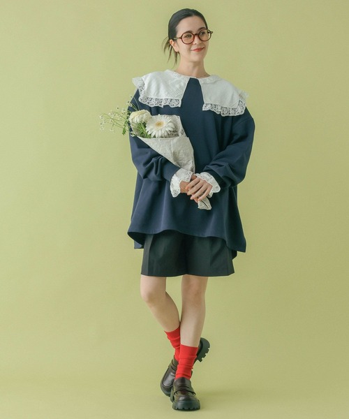 RAGEBLUE（レイジブルー）の「＜POLO BCS/ポロ・ビーシーエス＞別注/裏毛スウェットBIGチュニック（スウェット・レディース・グレー/ネイビー/レッド/ホワイト・FREE）」の21枚目の写真