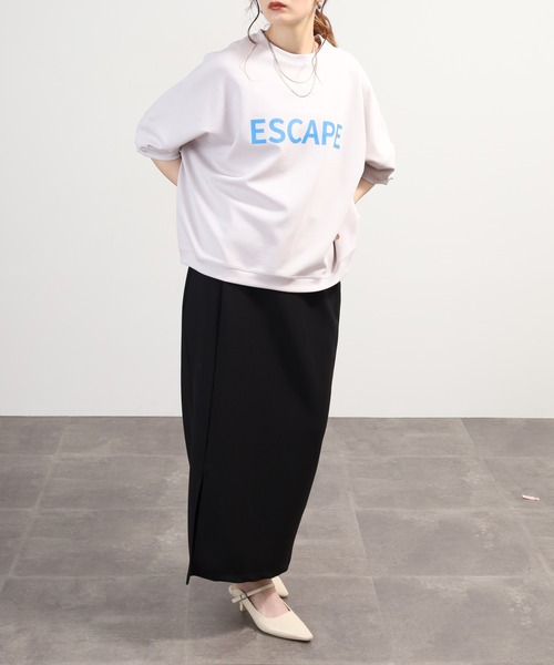 EGLANTINE(エグランティーヌ)の「EGLANTINE オーバーサイズロゴカットソー 半端袖(Tシャツ/カットソー・レディース・グレー/チャコールグレー/カーキ/ネイビー・40)」の10枚目の写真