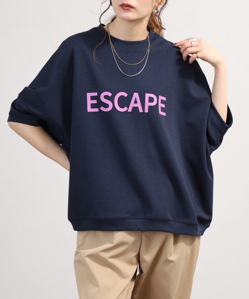 EGLANTINE(エグランティーヌ)の「EGLANTINE オーバーサイズロゴカットソー 半端袖(Tシャツ/カットソー・レディース・グレー/チャコールグレー/カーキ/ネイビー・40)」の22枚目の写真