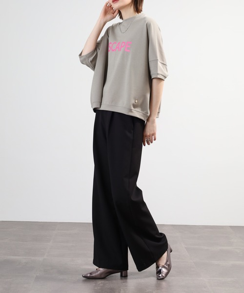 EGLANTINE(エグランティーヌ)の「EGLANTINE オーバーサイズロゴカットソー 半端袖(Tシャツ/カットソー・レディース・グレー/チャコールグレー/カーキ/ネイビー・40)」の18枚目の写真