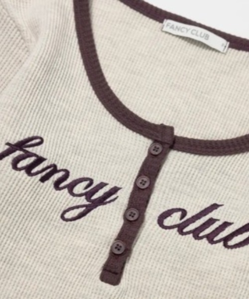 FANCY CLUB(ファンシークラブ)の「◇FANCYCLUB◇ブランド直輸入正規品/ヘンリー ネック ワッフル ロング スリーブ HENLEY NECK WAFFLE LONG SLEEVE(Tシャツ/カットソー・レディース・オートミール/グレー・FREE)」の19枚目の写真