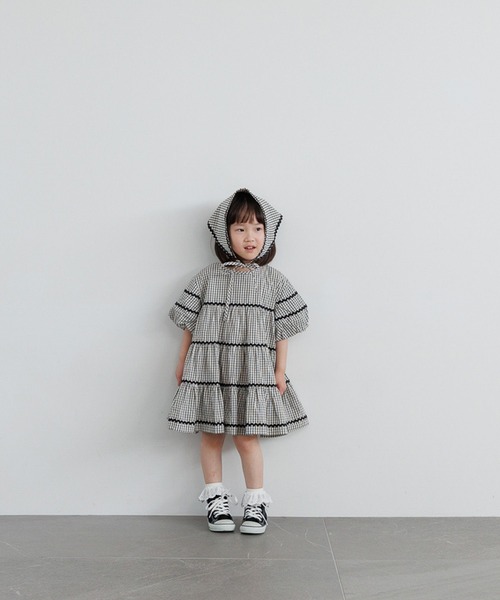 LOWRYS FARM（ローリーズファーム）の「チェックバルーンワンピース２Ｐ　664808（ワンピース・キッズ・ブラック/アイボリー・120cm/110cm/150cm/140cm/130cm）」の4枚目の写真
