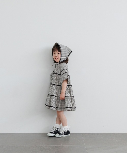 LOWRYS FARM（ローリーズファーム）の「チェックバルーンワンピース２Ｐ　664808（ワンピース・キッズ・ブラック/アイボリー・120cm/110cm/150cm/140cm/130cm）」の5枚目の写真