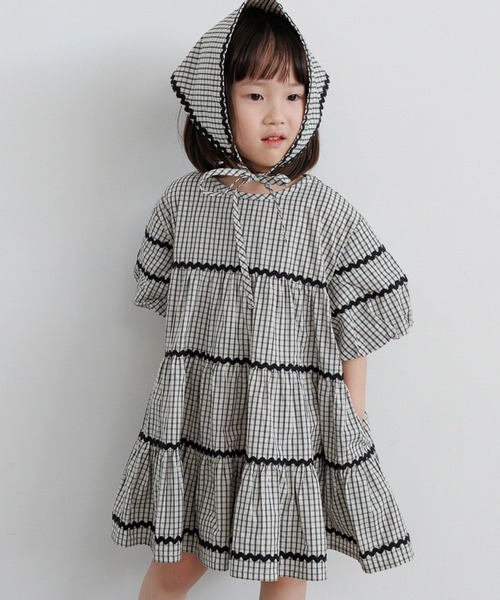 LOWRYS FARM（ローリーズファーム）の「チェックバルーンワンピース２Ｐ　664808（ワンピース・キッズ・ブラック/アイボリー・120cm/110cm/150cm/140cm/130cm）」の6枚目の写真